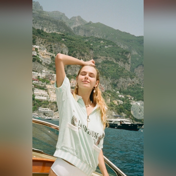 Tombolo Le Sirenuse Mint Half-Zip Cabana Shirt - Unisex Women L, Men M - Picture 5 of 16